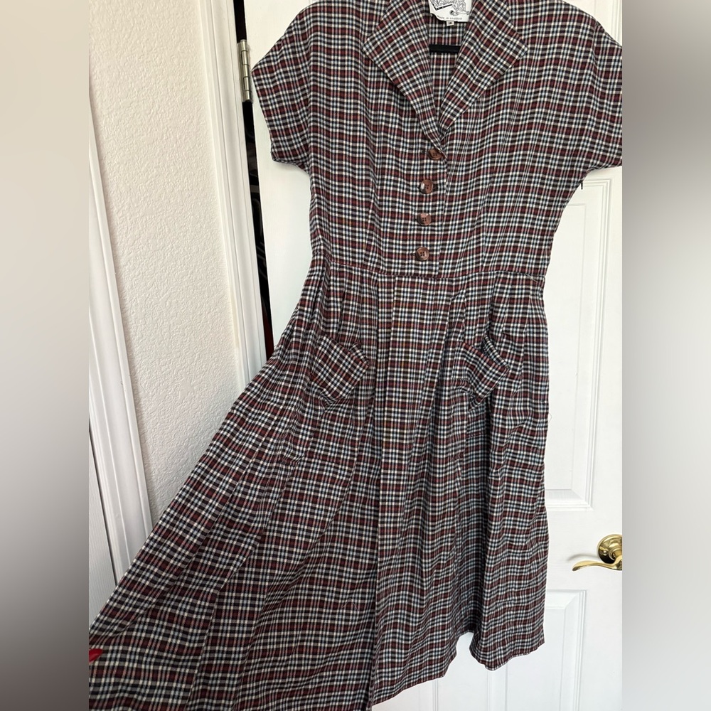 Vivien of Holloway Plaid Kitty Dress size UK 18 - Picture 2 of 6